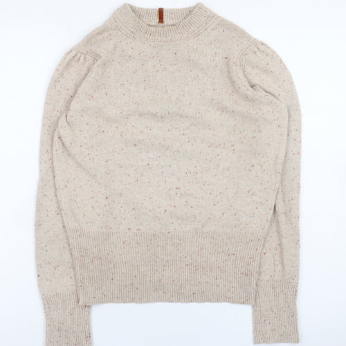 Marks and Spencer Womens Beige Wool Blend Crew Neck Jumper Size 8