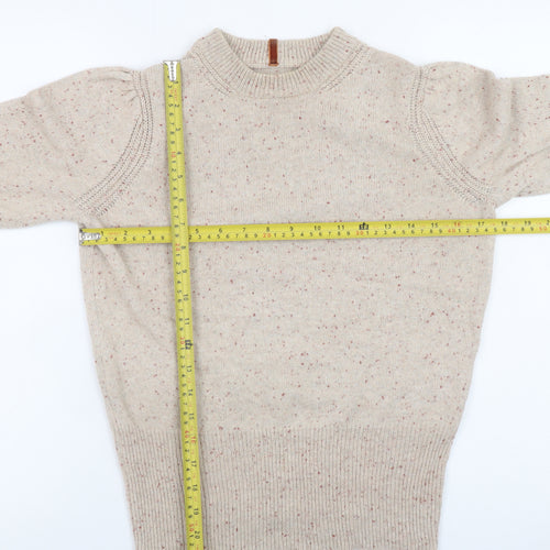 Marks and Spencer Womens Beige Wool Blend Crew Neck Jumper Size 8