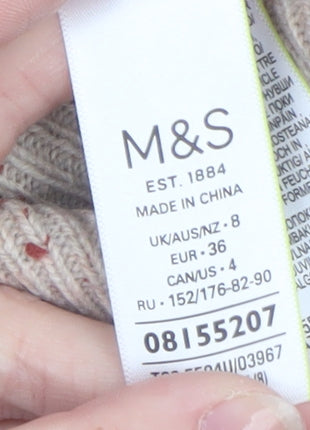 Marks and Spencer Womens Beige Wool Blend Crew Neck Jumper Size 8