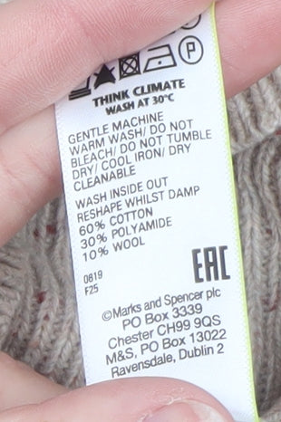 Marks and Spencer Womens Beige Wool Blend Crew Neck Jumper Size 8