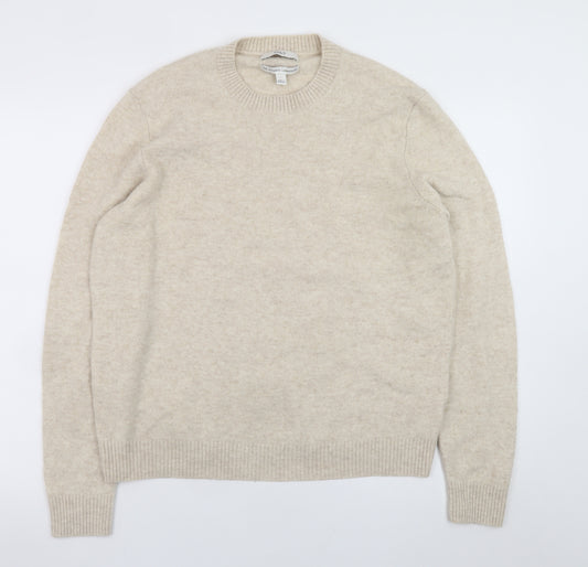 Marks and Spencer Men's Beige Lambswool Crew Neck Jumper Size L
