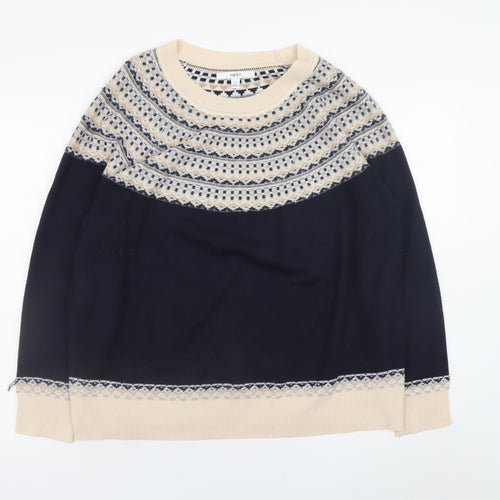 Next Women Beige Fair Isle Acrylic Pullover Jumper L 16
