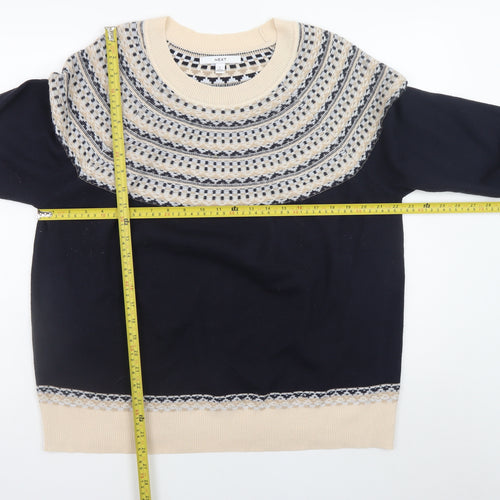 Next Women Beige Fair Isle Acrylic Pullover Jumper L 16