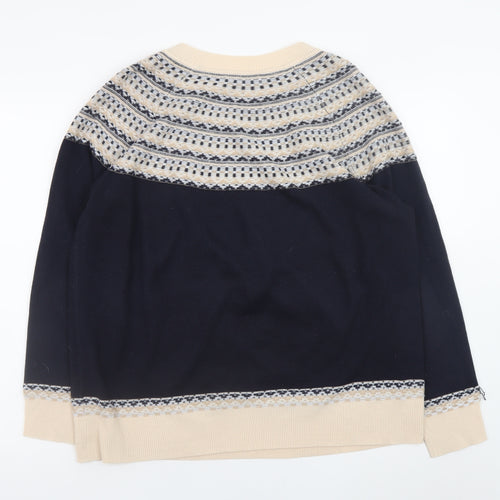 Next Women Beige Fair Isle Acrylic Pullover Jumper L 16