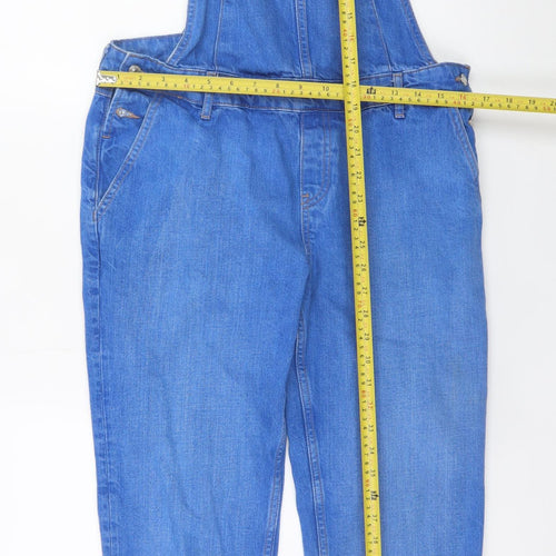 River Island Women Blue Denim Distressed Dungaree Jumpsuit Size 10