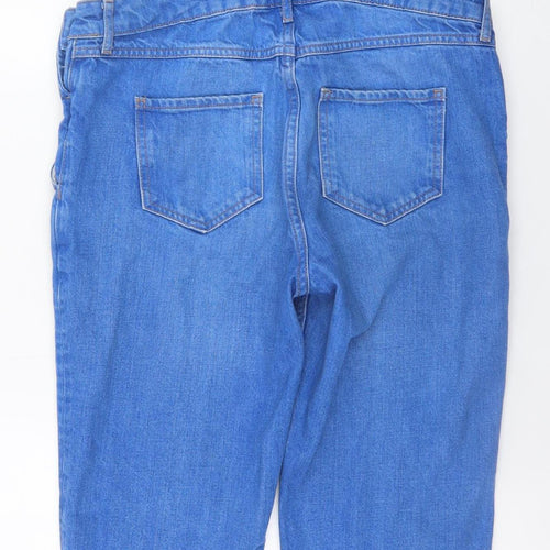 River Island Women Blue Denim Distressed Dungaree Jumpsuit Size 10