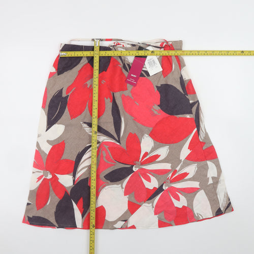 Marks and Spencer Women’s Multicoloured Floral Linen A-Line Skirt Size 14