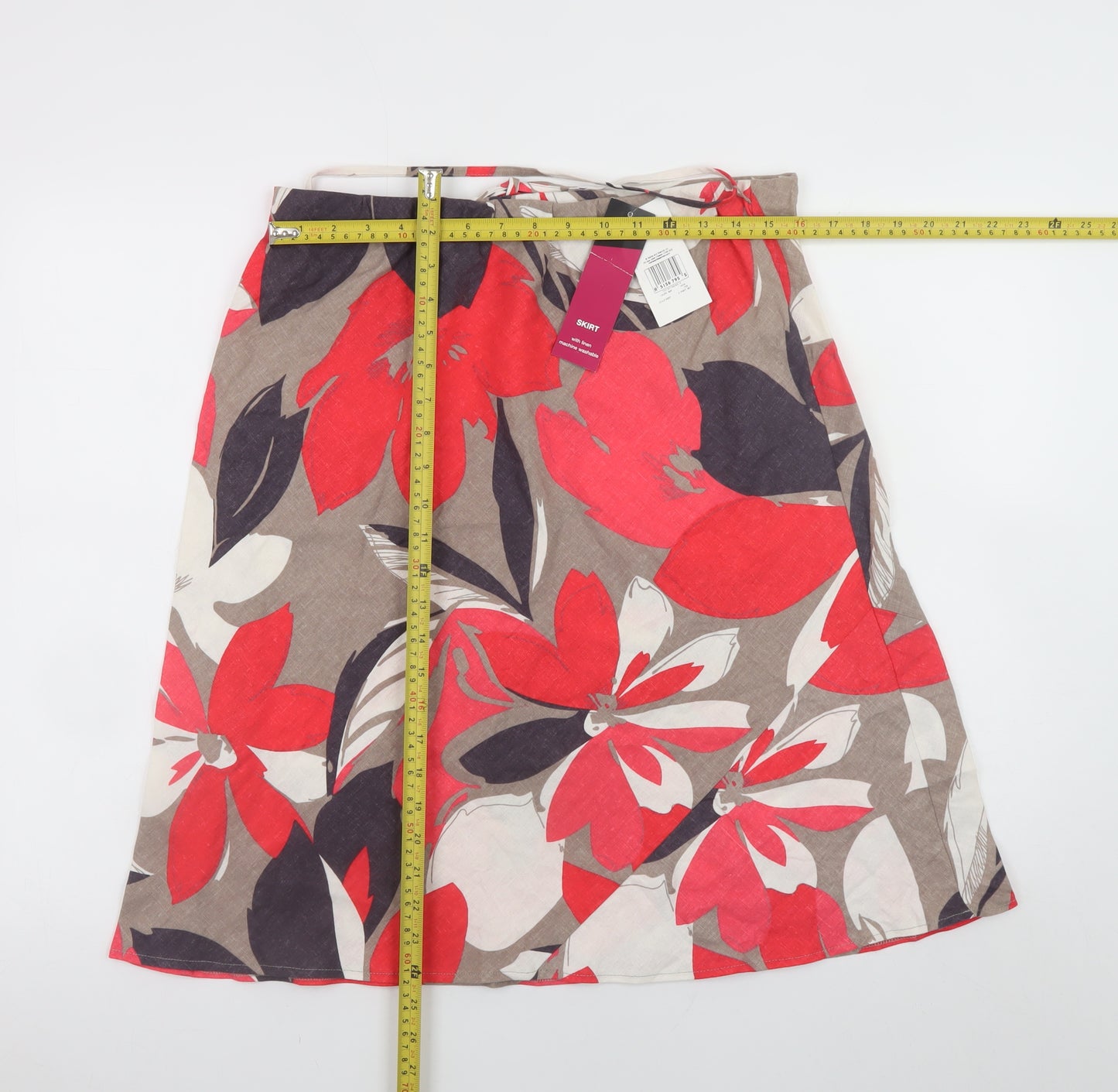 Marks and Spencer Women’s Multicoloured Floral Linen A-Line Skirt Size 14