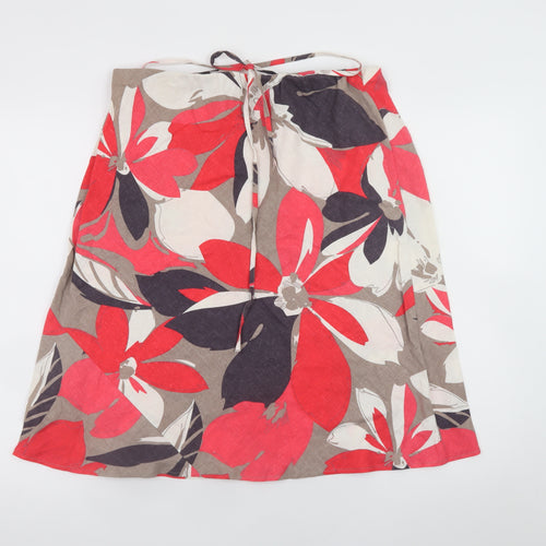 Marks and Spencer Women’s Multicoloured Floral Linen A-Line Skirt Size 14
