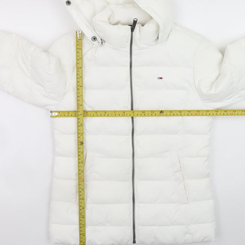 Tommy Jeans Womens White Hooded Puffer Jacket Size S Regular Fit