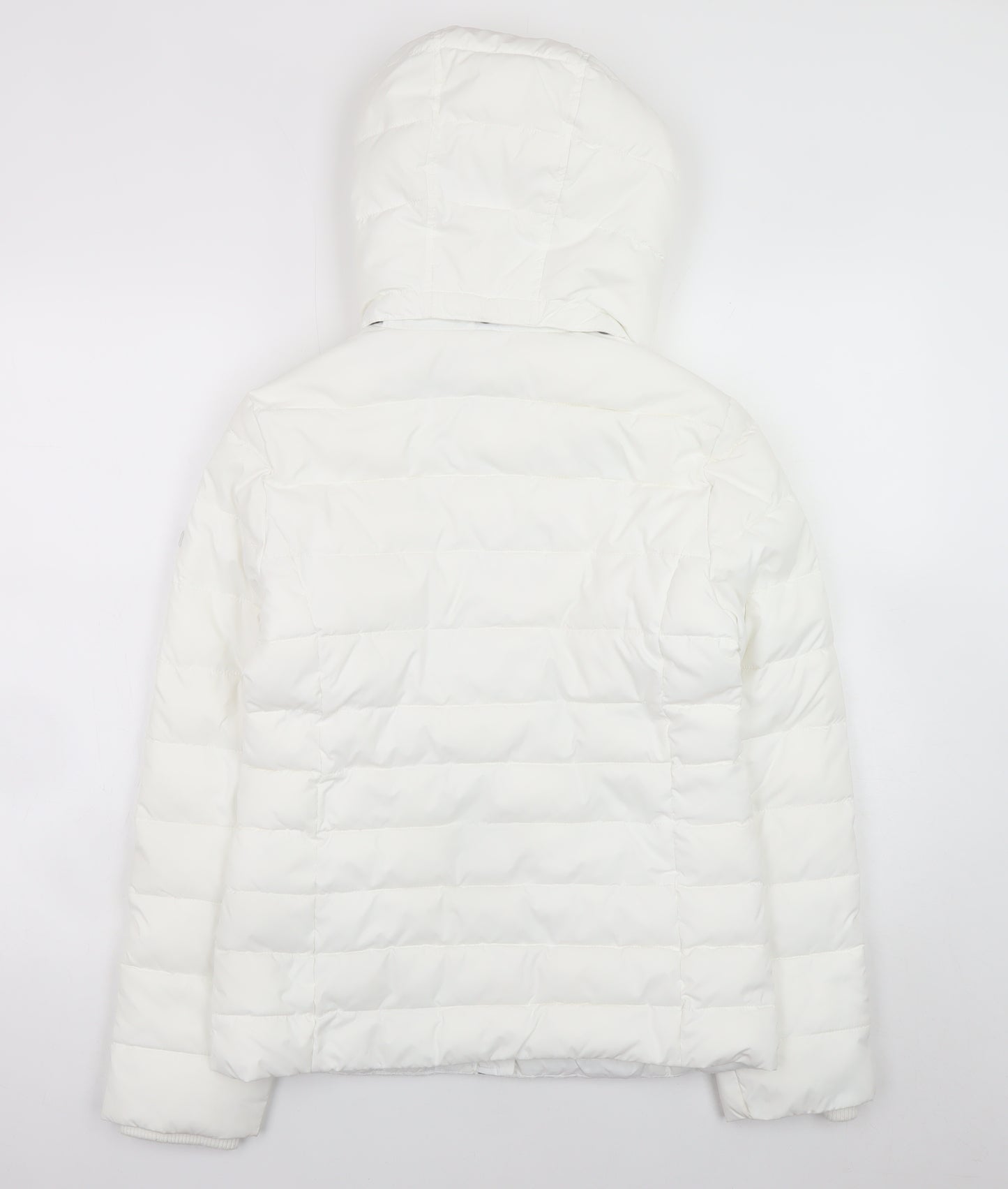 Tommy Jeans Womens White Hooded Puffer Jacket Size S Regular Fit