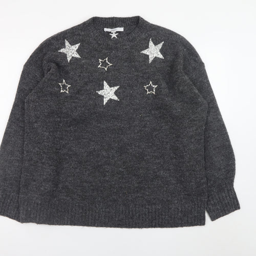 Next Women’s Grey Star Embellished Pullover Jumper Size L