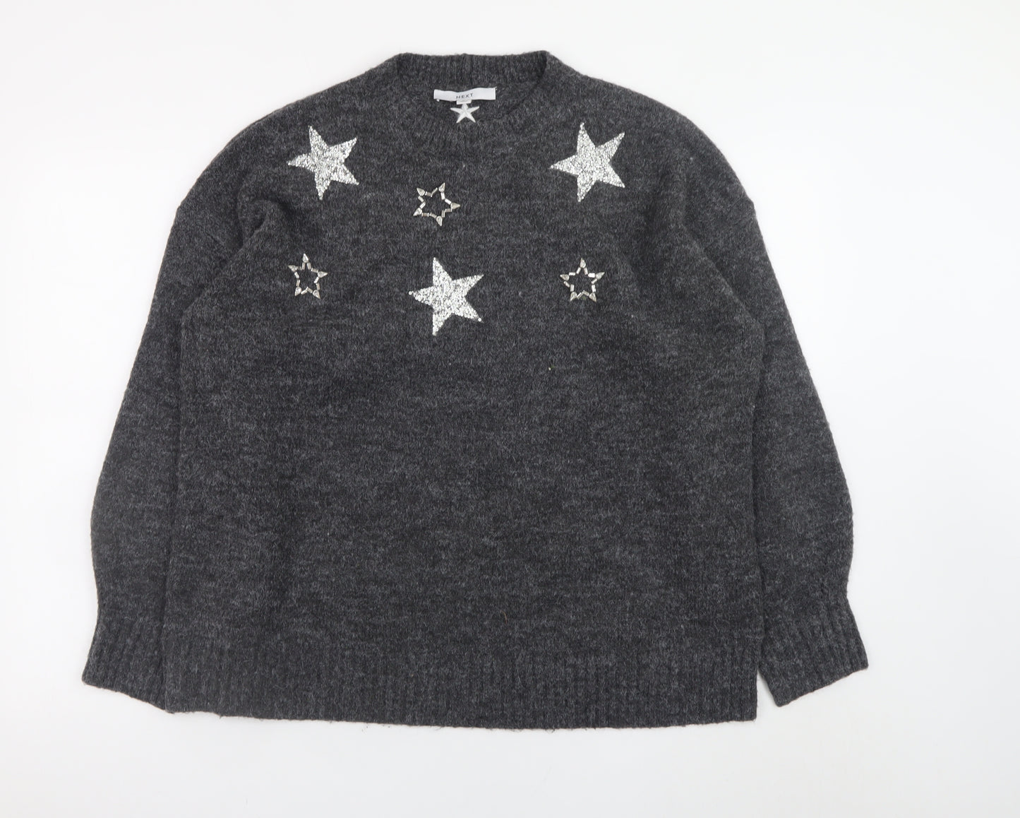 Next Women’s Grey Star Embellished Pullover Jumper Size L