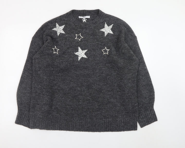 Next Women’s Grey Star Embellished Pullover Jumper Size L