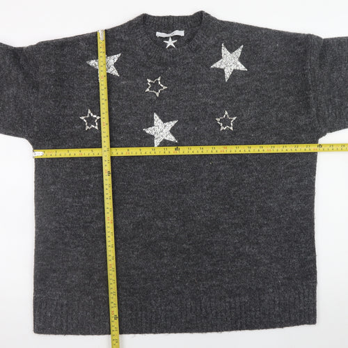 Next Women’s Grey Star Embellished Pullover Jumper Size L