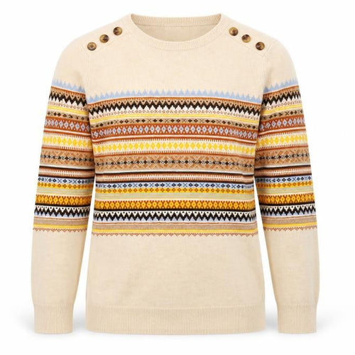 Warehouse Women’s Beige Fair Isle Knit Jumper Size 8