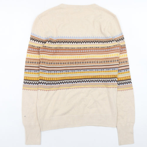 Warehouse Women’s Beige Fair Isle Knit Jumper Size 8
