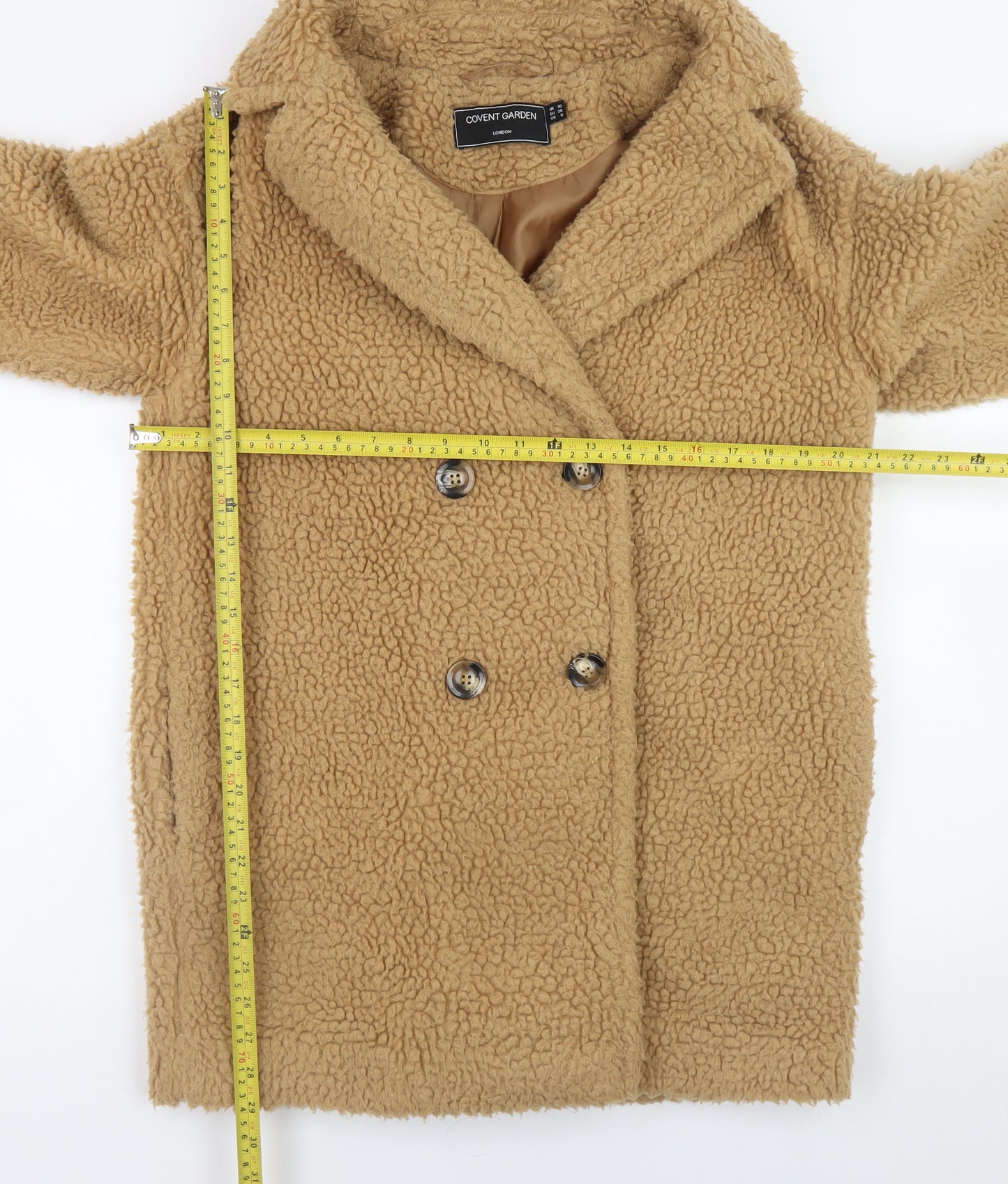 Covent Garden Womens Beige Size 10 Lined Teddy Pea Coat