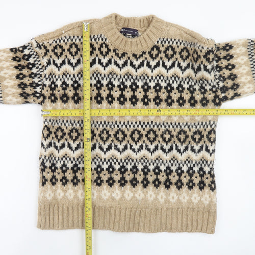 Marks and Spencer Women’s Beige Fair Isle Knit Jumper XS