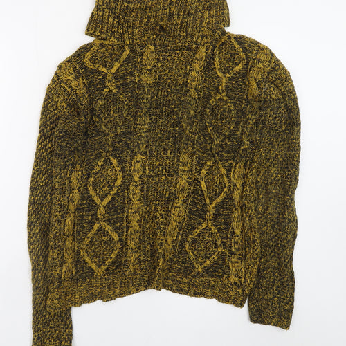 Bassini Women's Brown Roll Neck Chunky-Knit Wool Blend Jumper S