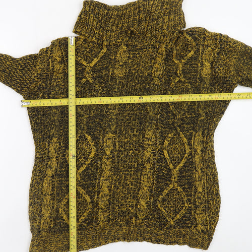 Bassini Women's Brown Roll Neck Chunky-Knit Wool Blend Jumper S