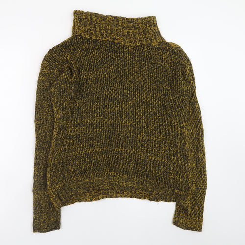 Bassini Women's Brown Roll Neck Chunky-Knit Wool Blend Jumper S