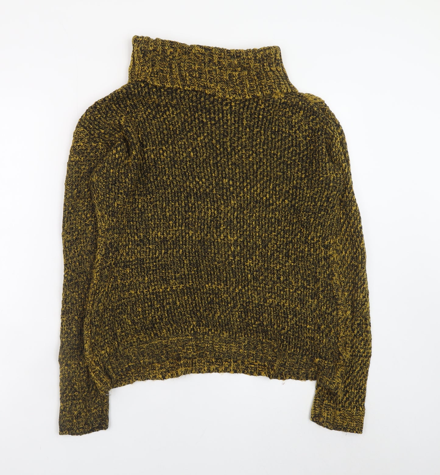 Bassini Women's Brown Roll Neck Chunky-Knit Wool Blend Jumper S
