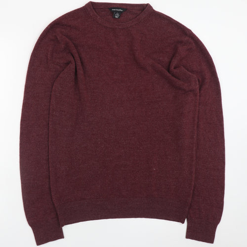Cedar Wood State Men's Red Wool Blend Crew Neck Jumper L
