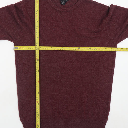 Cedar Wood State Men's Red Wool Blend Crew Neck Jumper L