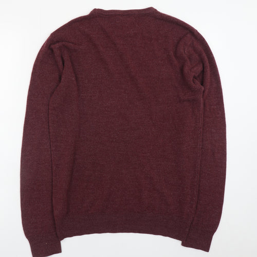 Cedar Wood State Men's Red Wool Blend Crew Neck Jumper L