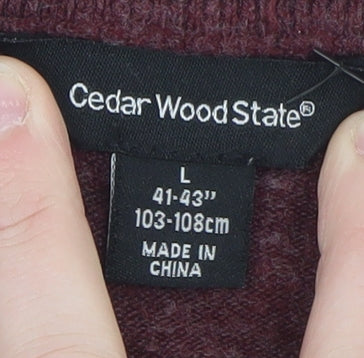 Cedar Wood State Men's Red Wool Blend Crew Neck Jumper L