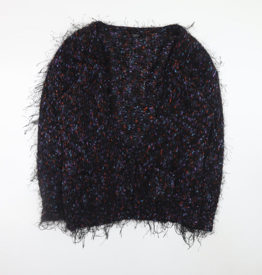 Topshop Women’s Multicoloured Mohair Blend Chunky Knit Cardigan Size 12