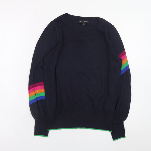 Next Petite Women's Blue Rainbow Stripe Knit Jumper Size S