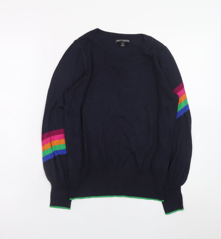 Next Petite Women's Blue Rainbow Stripe Knit Jumper Size S