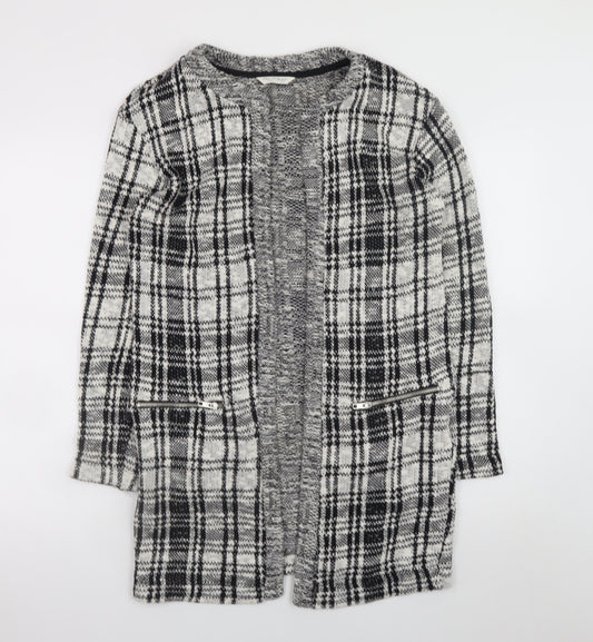 Miss Selfridge Women’s Black Check Knit Coatigan Size 10