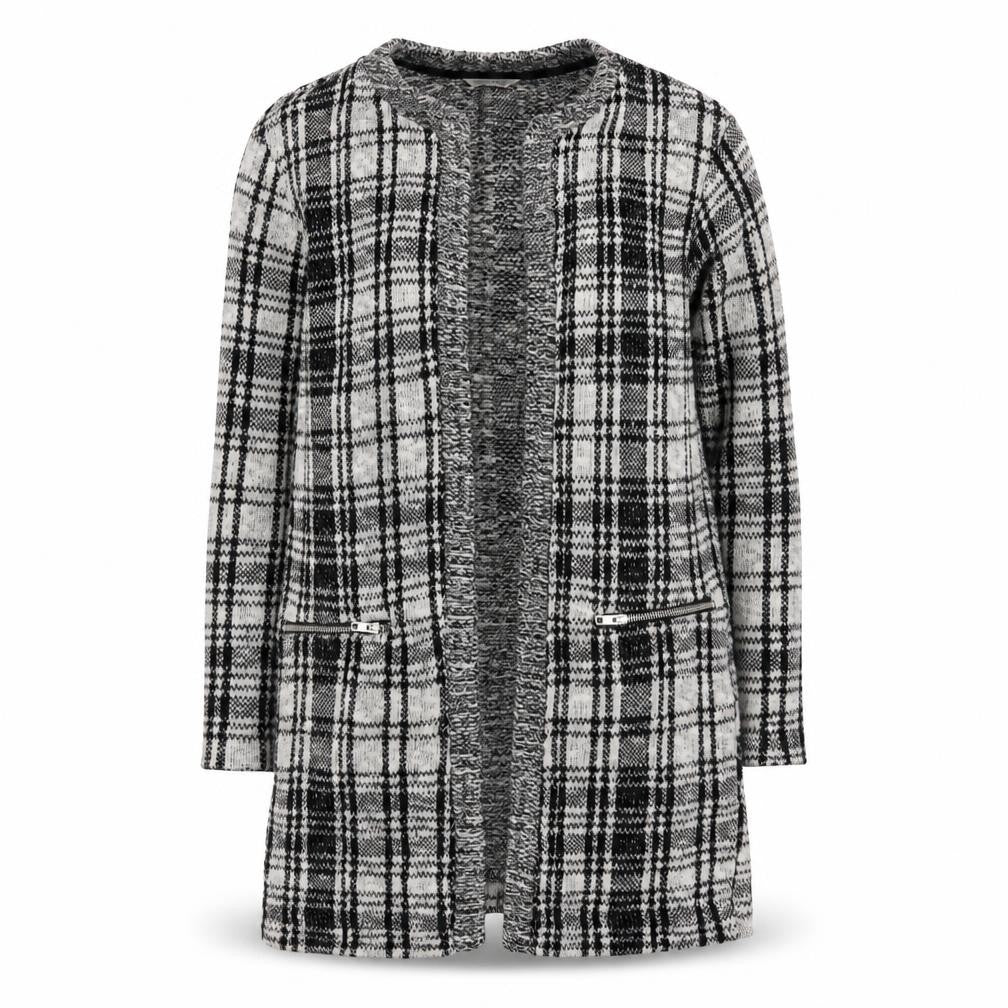 Miss Selfridge Women’s Black Check Knit Coatigan Size 10