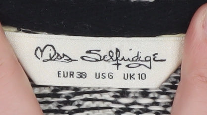 Miss Selfridge Women’s Black Check Knit Coatigan Size 10