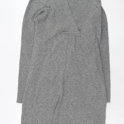 Monsoon Women Grey Small V-Neck Long Sleeve Jumper Dress