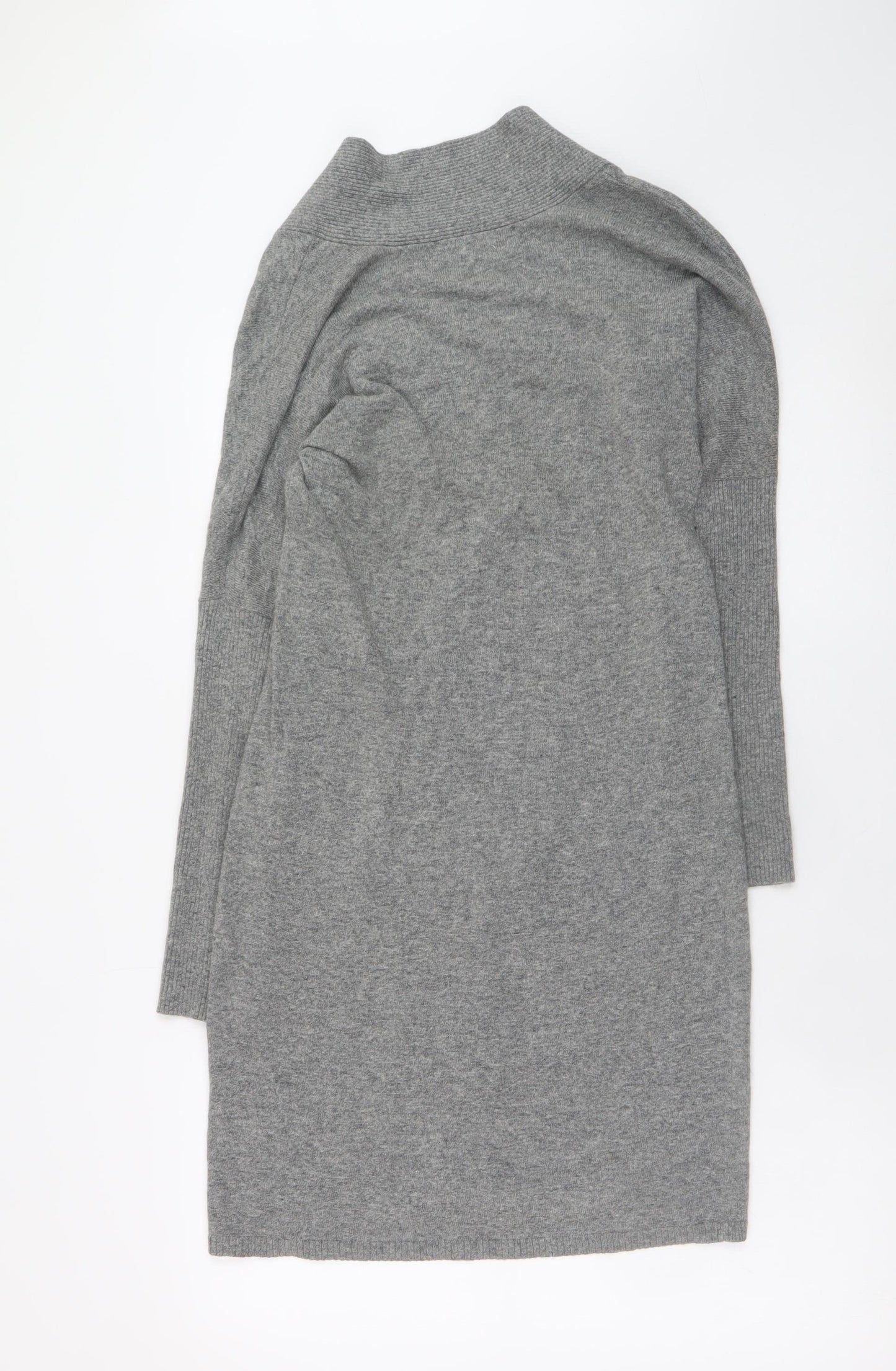 Monsoon Women Grey Small V-Neck Long Sleeve Jumper Dress