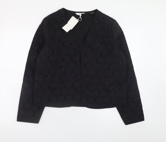 Marks and Spencer Womens Black Size 12 Quilted Beaded Jacket