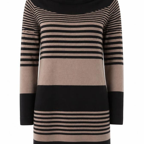 Apricot Women Brown Black Striped Jumper Dress UK 10 Long Sleeve