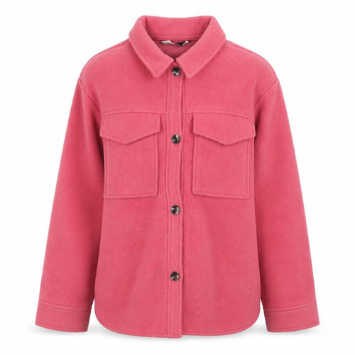 F&F Womens Pink Fleece Button Up Shacket Small Long Sleeve Casual