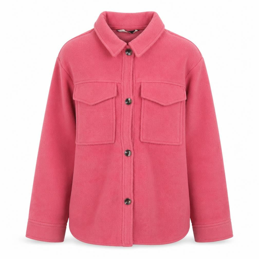 F&F Womens Pink Fleece Button Up Shacket Small Long Sleeve Casual