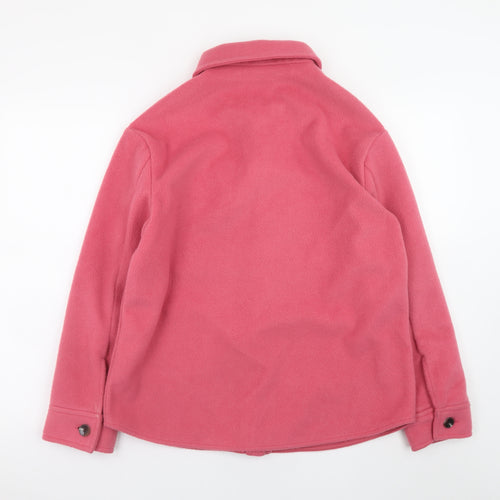 F&F Womens Pink Fleece Button Up Shacket Small Long Sleeve Casual