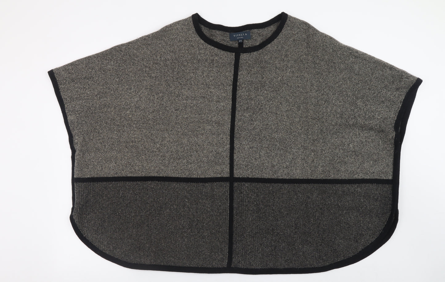 Viyella Petites Grey Merino Wool Cape Women’s M/L Relaxed Knit Jumper