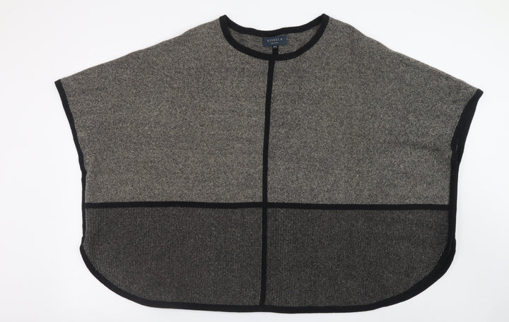 Viyella Petites Grey Merino Wool Cape Women’s M/L Relaxed Knit Jumper