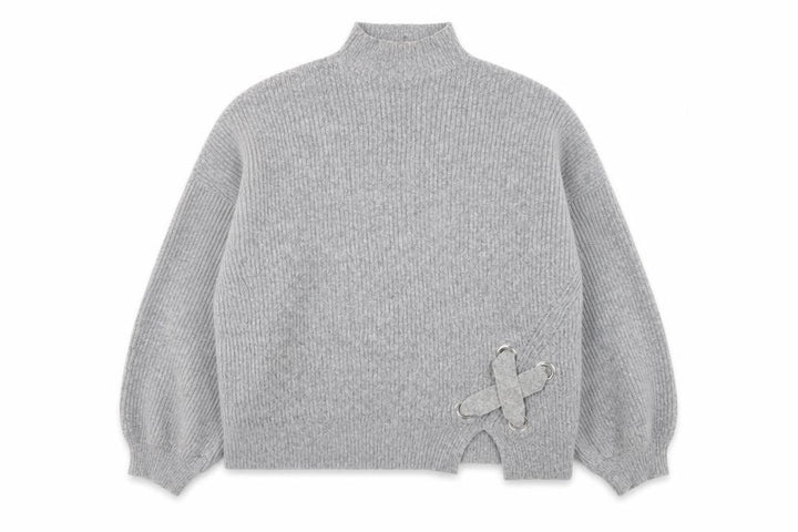 Miss Selfridge Womens Grey Mock Neck Ribbed Knit Jumper Size 8