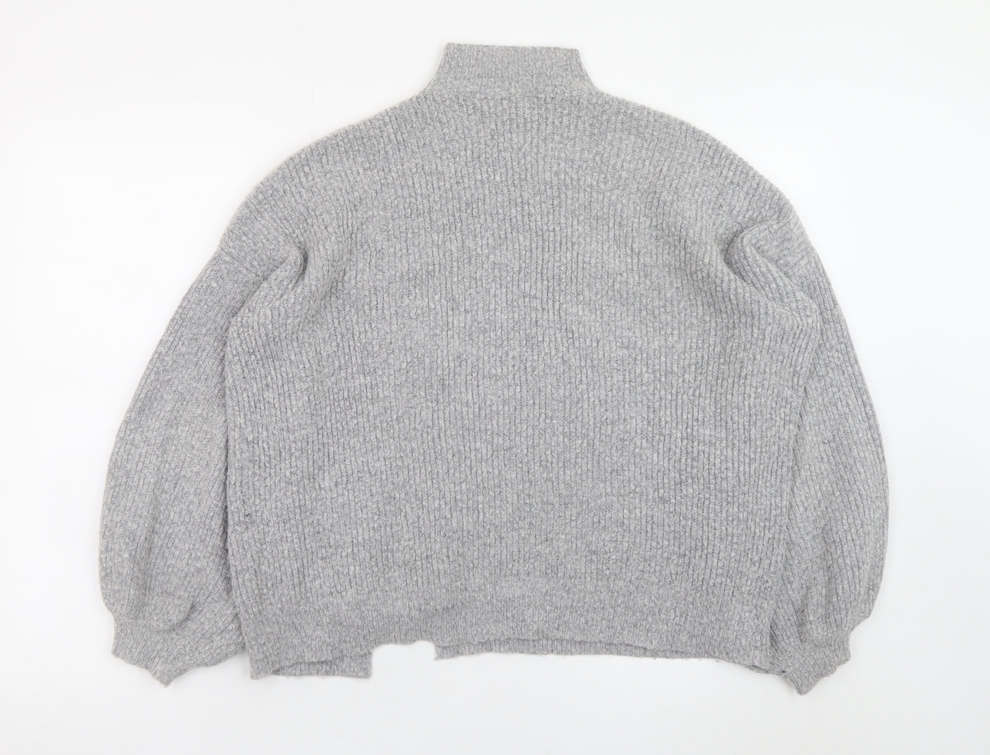 Miss Selfridge Womens Grey Mock Neck Ribbed Knit Jumper Size 8