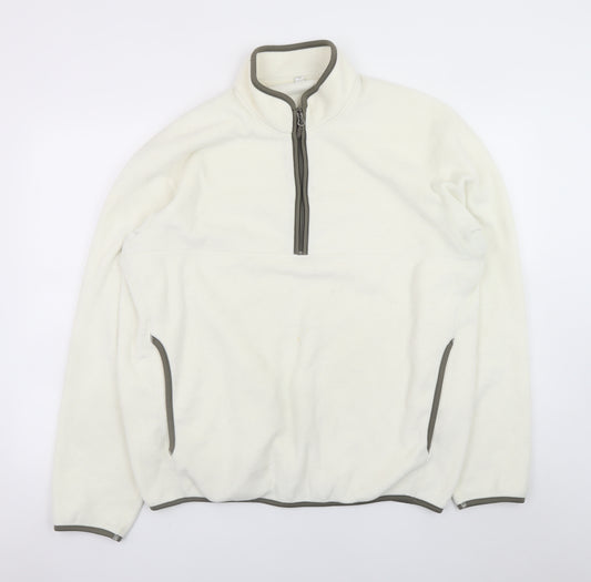Uniqlo Men's White Fleece 1/2 Zip Pullover Sweatshirt Size L