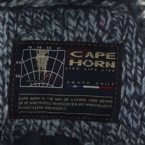 Cape Horn Men's Blue XL Cable-Knit Half Zip Wool Angora Jumper